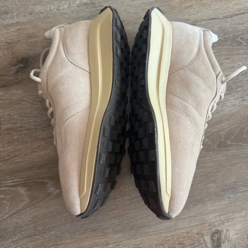 Hogan H641 Women's Suede Sneakers Shoes Size 38 Beige Memory Foam Wedge Italy